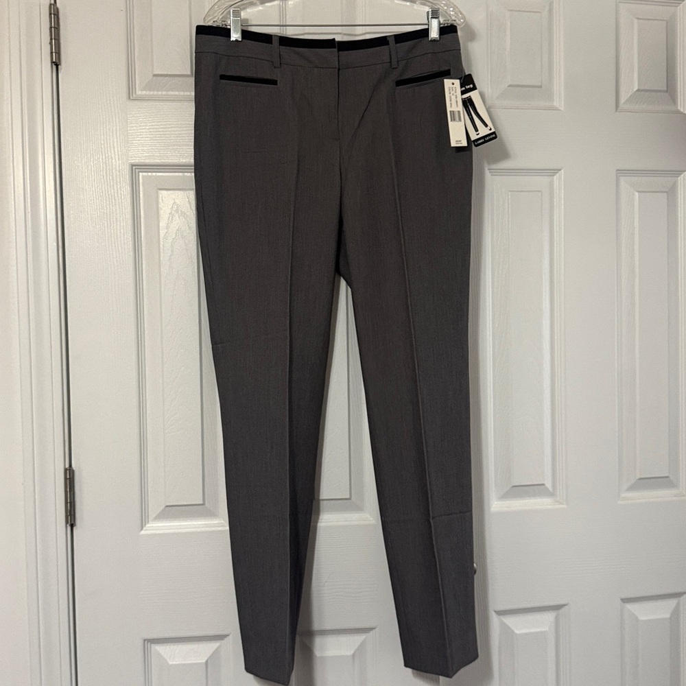 Larry Levine Classic Straight Leg Charcoal Trousers Size 10